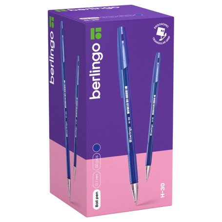 Ручка шариковая Berlingo "H-30" синяя, 0,7 мм