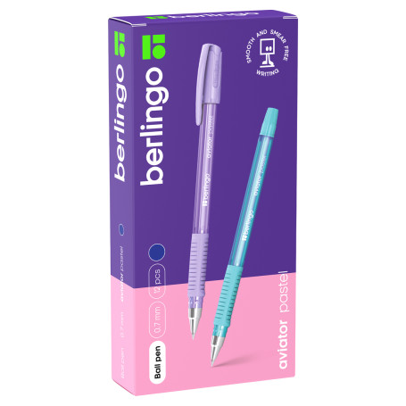 Ручка шариковая Berlingo "Aviator Pastel" синяя, 0,7 мм, грип
