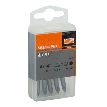 1/4" Bits 2pcs. for Phillips PH1 screws, L=50 mm