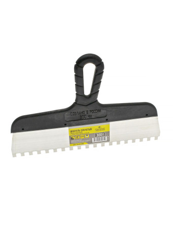 Шпатель зубчатый нержавеющий 300 мм, зуб 8х8 мм, ЧЕГЛОК (45)