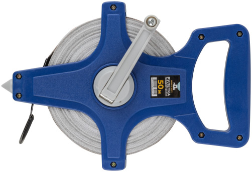 Geodetic tape measure, open case, fiberglass tape 50 m