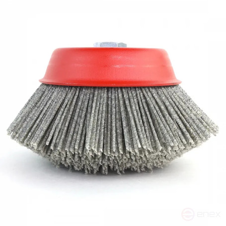 Щетка чашечная Д150*M14, ворс полимер-абразив P46 по дереву для УПМ УШМ (болгарка) (1-231)