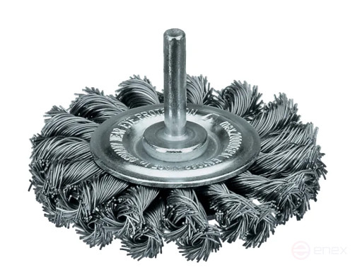 Щетка дисковая жгутовая, Д75*16 мм, хвостовик 6 мм, два ряда по 18 жгутов, нержавеющая гофрированная проволока ROH 0,50 мм