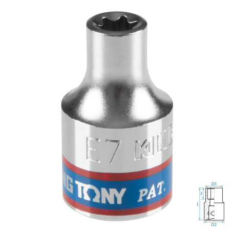 Головка торцевая TORX Е-стандарт 3/8", E7, L = 28 мм KING TONY 337507M