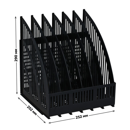 Paper tray vertical STAMP "Line", prefabricated, 6 compartments, black