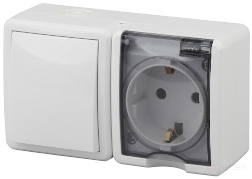 Socket with switch ERA Expert 11-7401-01 IP54 16A-10AX-250V AC White