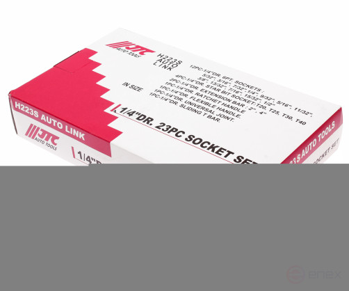 Набор головок торцевых и насадок 1/4" 6-ти гранных 5/32"-1/2",Т20-Т40 23 предмета в кейсе JTC