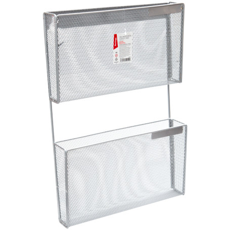Wall-mounted metal block of 2 Berlingo "Steel&Style" trays, for A4, silver