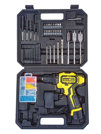 Tool Kit 92 items with a screwdriver 12V, 1acb, 1.5Ah, 30Nm GOODKING kit for cars, for home