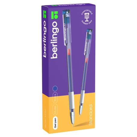 Berlingo "Standard" blue gel pen, 0.5 mm, grip, needle rod