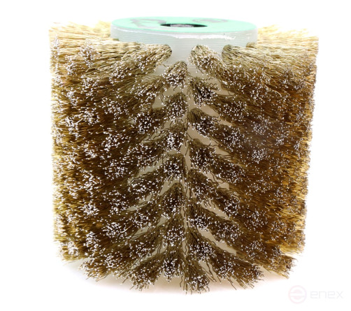 Brush D110*100*19+4 grooves, pile corrugation latunir-I steel 0,35 on wood for brush cutting machines with shaft D19+4 (3-361)