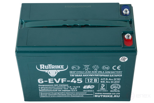 Тяговый аккумулятор RuTrike 6-EVF-45 (12V45A/H C3)