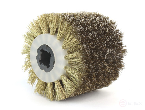 Щетка Д110*100*19+4 паза, ворс корд латунир-я сталь 0,30 по дереву для щеточных шлиф машин с валом Д19+4 (3-363)