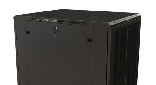 TTR-4281-DD-RAL9005 Шкаф напольный 19-дюймовый, 42U, 2055x800х1000 мм (ВхШхГ), передняя и задняя распашные перфорированные двери (75%), ручка с замком, 2 вертикальных кабельных организатора, цвет черный (RAL 9005) (разобранный)
