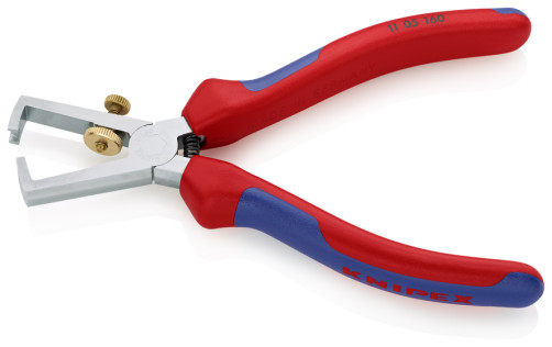Стриппер для одно/много/тонкожил. кабеля, зачистка: Ø 5 мм (10 мм², AWG 7), пружина, L-160 мм, c регулировкой, хром, 2-к ручки