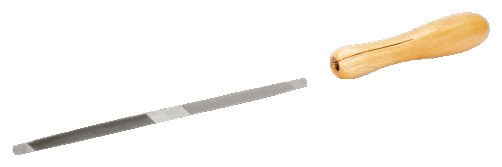 Напильник двусторонний трехгранный, деревянная рукоятка 175 мм, насечка личная