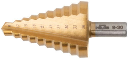 HSS step drill for metal, 10 steps, 9-36 mm