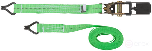 Ремень для крепления груза, храповый механизм 110 мм, полиэфирная лента 25 мм x 5 м, 800 / 1600 кг