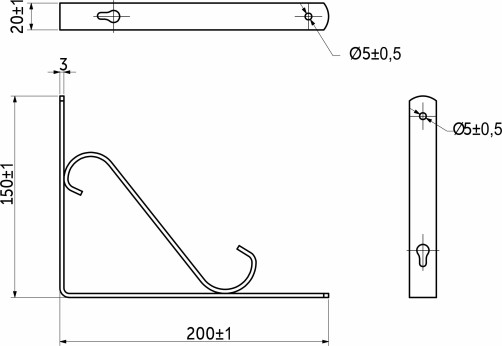 Полкодержатель мет. SONATA 200*150*20*3, черный AKS