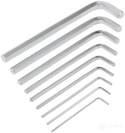 Ключи шестигранные, CrV сталь, 9 шт., 2-12 мм, длинные, в пластиковом держателе