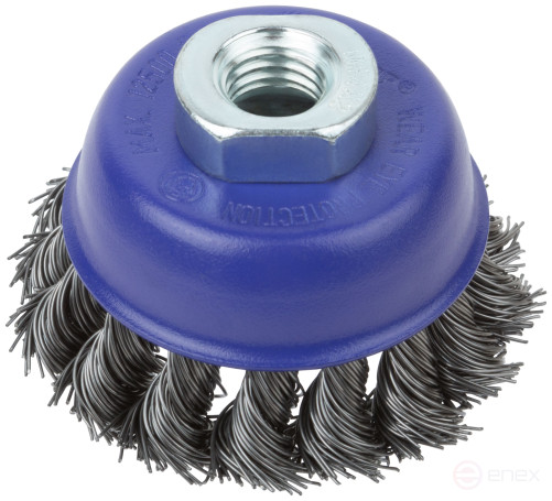 Щетка для УШМ, М14, тип "Чашка", крученая витая проволока 0,5 мм, 65 мм, блистер, CUTOP Profi