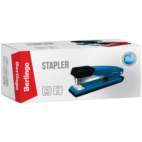 Stapler No. 24/6, 26/6 Berlingo "Steel and Style" up to 20 liters, metallic. housing, full-loading, assorted
