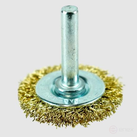 Кордщётка дисковая (латунированная сталь 0.3 мм, диаметр 38 мм, хвостовик 6 мм) BERGER BG1728