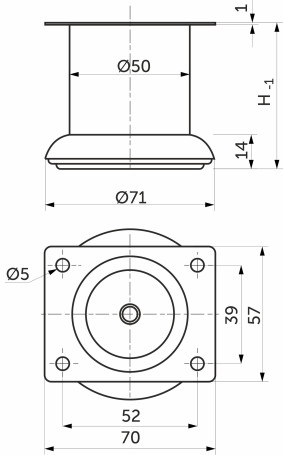 Metal support TB019 (B140) d50 h100 black AKS