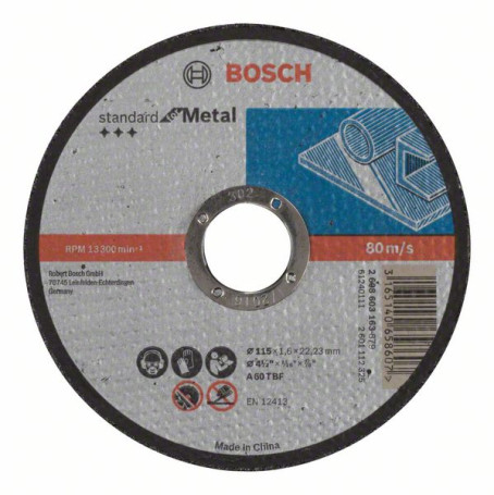 Straight cutting disc Standard for Metal A 60 T BF, 115 mm, 22.23 mm, 1.6 mm