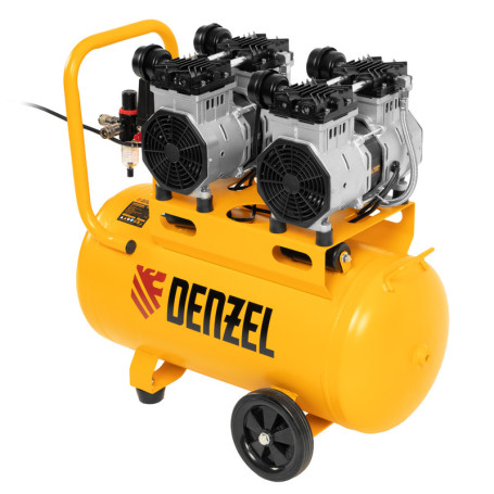 Oil-free compressor, low noise DLS 2200/50, 2200 W, 2x1100, 50 l, 380 l/min// Denzel