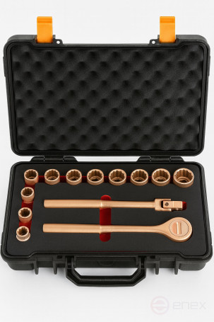 1/2" intrinsically safe socket set, 13 pieces AlCu, HORTZ
