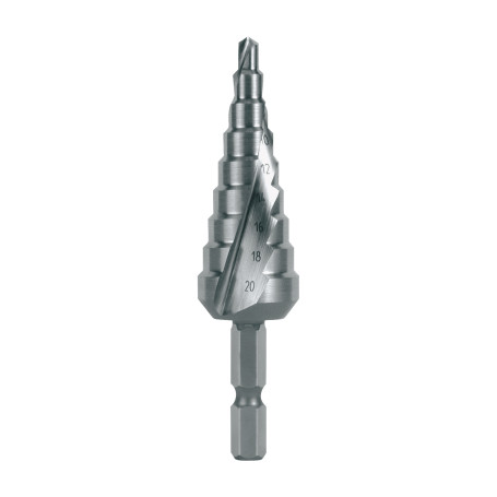 Step drill bit - Bit HSS CBN ground with spiral groove and sharpening of the tip Ø 4,0 - 20,00