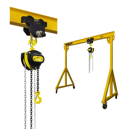 OCALIFT MPU g/n 3T 5x5 with manual chain hoist 3T 6m, on the drive carriage DORA 3T 6m mpu3t5x5_sv30006_dr30006