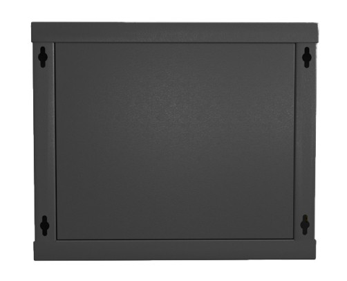 TWL-0645-SD-RAL9005 Шкаф настенный 19-дюймовый (19"), 6U, 367x600х450мм, металлическая перфорированная дверь, несъемные стенки, 1 пара профилей, цвет черный (RAL 9005) (собранный)
