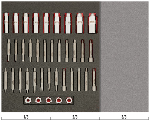 Fit&Go Набор торцевых головок и бит для обслуживания амортизаторов в ложементе, 39 предметов