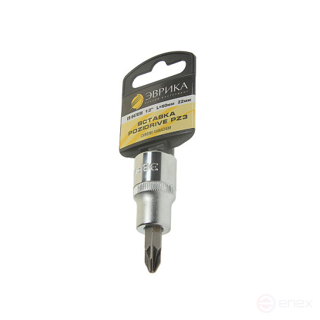 Nozzle insert with bit Pozidrive PZ3 ER-94701H 1/2 22mm L=60mm (with holder) EUREKA /1/20