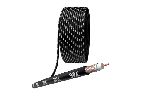 R-64-PE100 ERA Coaxial Cable RG-6U, 75 Ohm, Cu/(Cu 64% braid), PE, color black, 100 m coil