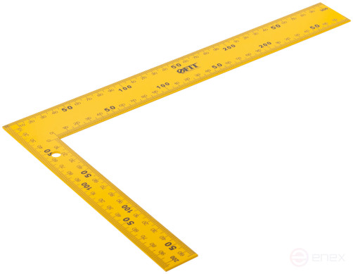 Угольник столярный цельнометаллический желтый, крашеная шкала 200 х 300 мм