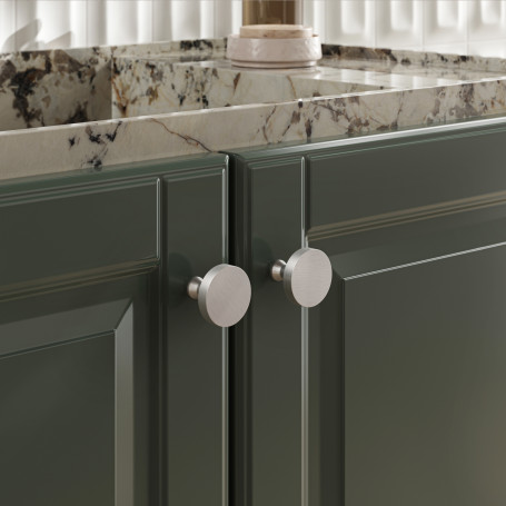 Ручка меб. кнопка мет. UNITY, шлифованная сталь, AKS