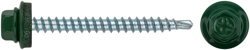 Roofing screws with drill bit 4.8 x 50 green, RAL 6002 250 pcs. (packing)
