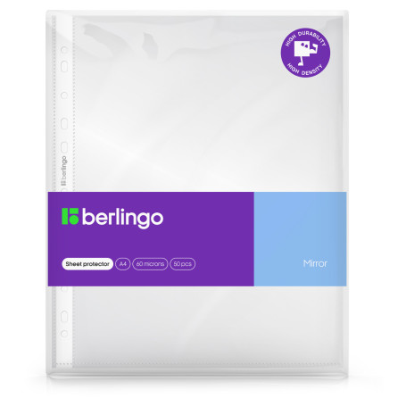 Insert folder with Berlingo "Mirror" perforation, A4, 60 microns, glossy, in a package