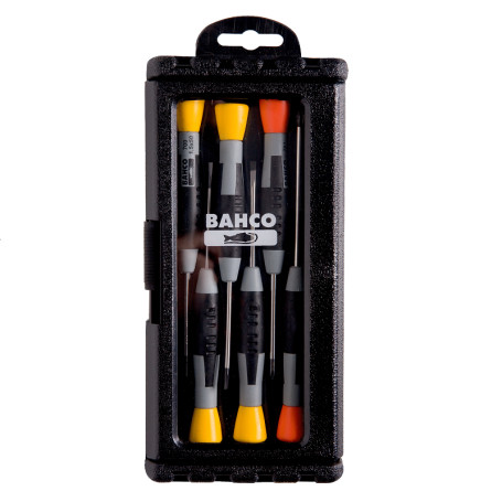 Set of precision slotted/Phillips screwdrivers, 6 pcs, plastic case