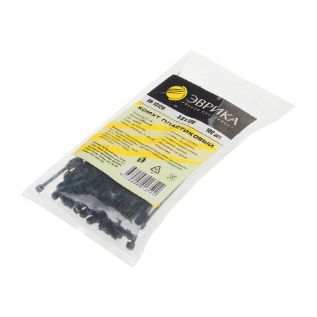 Хомут пластиковый ER-13120 черный 3.0x120мм универсальный (100шт) ЭВРИКА /1/600