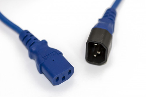 PWC-IEC13-IEC14-5.0-BL Computer Monitor Power Cable IEC 320 C13 - IEC 320 C14 (3x1.0), 10A, straight plug, 5m, color blue (PVS-AP-3*1,0-250- C13C14-10-5.0 GOST 30851.1-2002 (IEC 60320-1:1994))