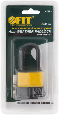All-weather padlock 40x31 mm, long steel shackle 6 mm