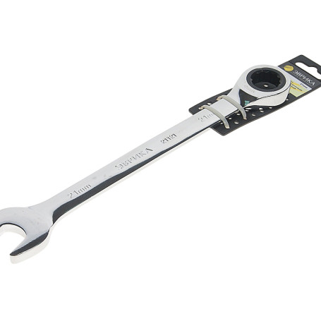 Ключ комбинированный 21мм ER-21121H трещоточный (на держателе) ЭВРИКА /1/5/80