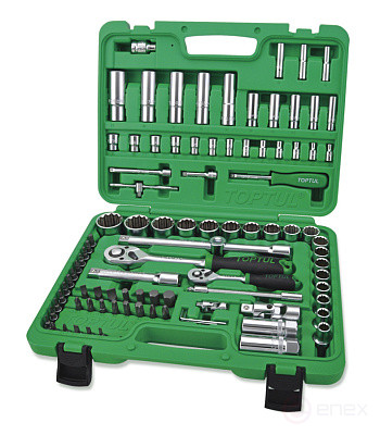 A set of tools in a suitcase 1/4" and 1/2" 12-gr., 94 items TOPTUL