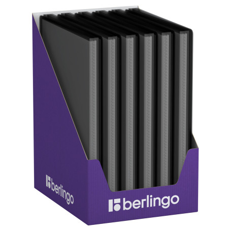 Папка с 10 вкладышами Berlingo "No Secret", 17 мм, 700 мкм, полупрозрачная черная, с внутр. карманом