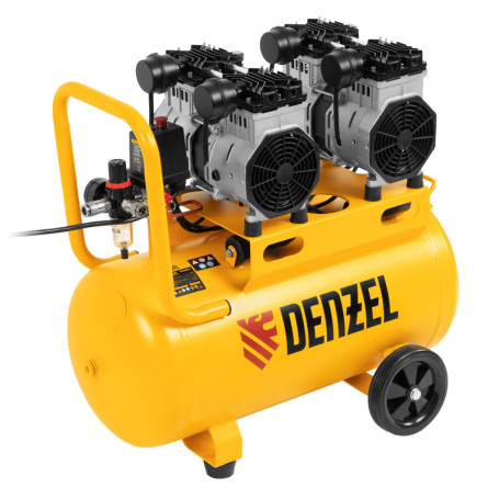 Oil-free compressor, low noise DLS 2200/50, 2200 W, 2x1100, 50 l, 380 l/min// Denzel