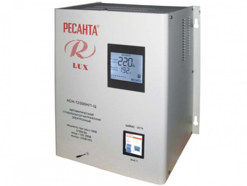 The voltage stabilizer of the LUX series RESANTA ASN-12000N/1-Ts